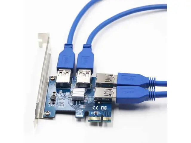 Alt view image 3 of 7 - PCIe 1X to 16X Mining Riser Card with USB 3.0 Extension Cable, Multi-GPU Expansion Adapter for Desktop PC Windows Linux