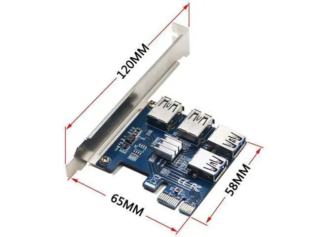 Alt view image 5 of 7 - PCIe 1X to 16X Mining Riser Card with USB 3.0 Extension Cable, Multi-GPU Expansion Adapter for Desktop PC Windows Linux