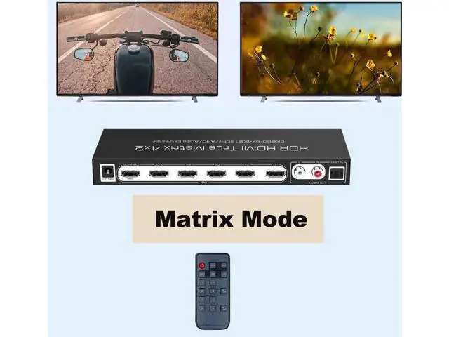 Alt view image 6 of 7 - 4x2 True HDMI 2.1 Matrix 4 in 2 Out 8K@60Hz 4K@120Hz with Audio Extractor, 48Gbps Bandwidth HDMI Matrix Switcher Splitter Supports ARC, HDR, HDCP 2.3, Independent Optical & Analog Audio Output