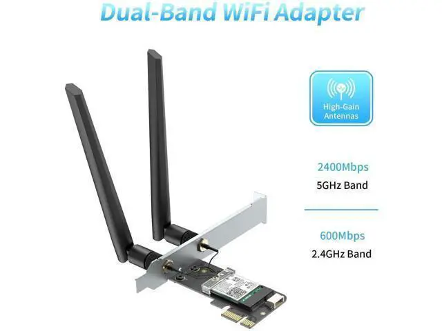 Alt view image 2 of 7 - WiFi 6 PCIe Wireless Card for Desktop PC, Intel AX200NGW Chip Bluetooth 5.2 Dual Band WiFi Adapter, OFDMA MU-MIMO Ultra Low Latency, Compatible Windows 10/11 64-bit