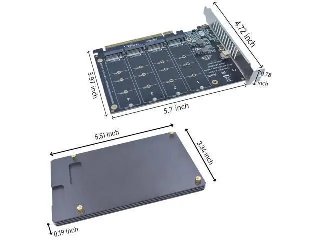 Alt view image 4 of 6 - PCIe 4.0 X16 4-Port M.2 NVMe Expansion Card, M Key M.2 SSD Adapter Card with Cooling Heat Sink, Supports 2230/2242/2260/2280 NVMe Drives
