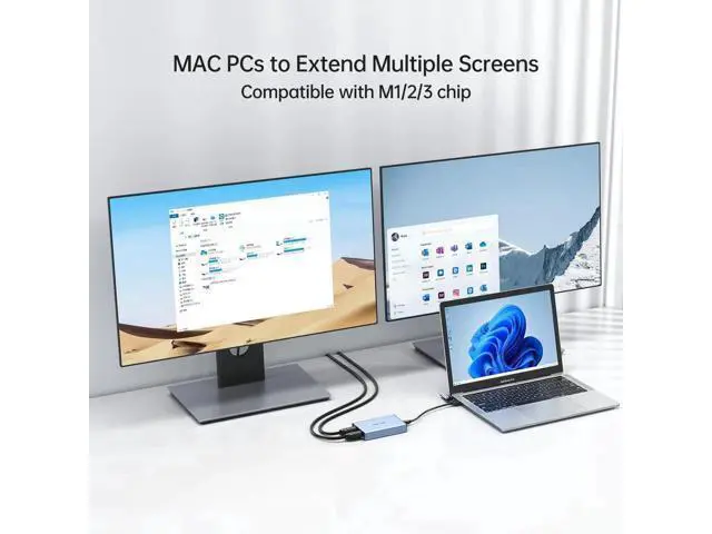 Alt view image 6 of 7 - MT-VIKI USB 3.0 & USB-C to Dual HDMI Extended Display Adapter, Dual Monitor Multi-Screen Splitter 4K@30Hz + 1080P@60Hz for Windows & Mac, Driver Required
