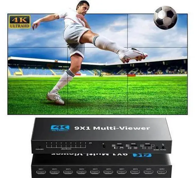 Main image of 9x1 HDMI Multi-Viewer Seamless Switcher 9 in 1 Out with IR Remote, 10 Adjustable Viewing Modes & Independent Audio Switch Function, Supports 4K@30Hz, Screen Divider Box for Security Cameras, Game Cons