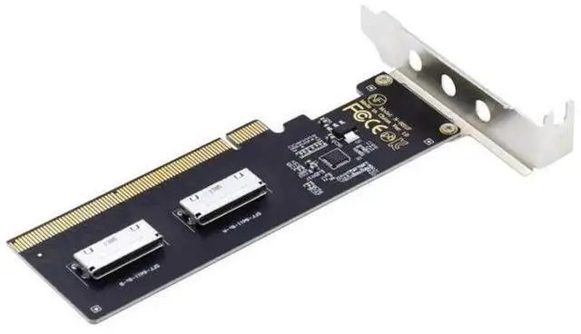 Main image of Dual OCuLink SFF-8611/8612 8i to PCIe 4.0 x16 Expansion Adapter, With 8cm & 12cm Low/Full Profile Brackets