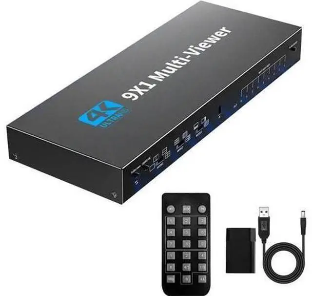 Main image of 9x1 HDMI Multi-Viewer Seamless Switcher 9 in 1 Out with IR Remote, 10 Split Screen Modes, Supports 4K@30Hz & 1080P for Security Cameras, Gaming Consoles, PC Monitors