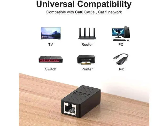 Alt view image 6 of 7 - 20 Pack Black RJ45 Female to Female Inline Ethernet Coupler, LAN Cable Extender Adapter, Supports Cat5e/Cat6/Cat7 for Gigabit & 10Gbps Network Transmission