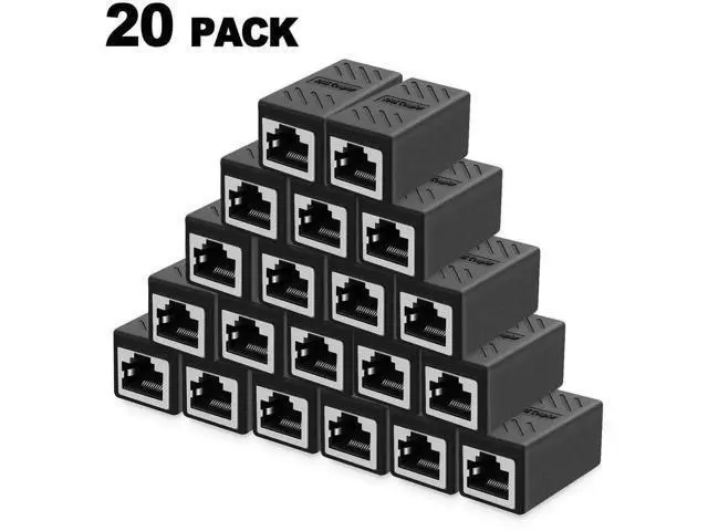 Alt view image 7 of 7 - 20 Pack Black RJ45 Female to Female Inline Ethernet Coupler, LAN Cable Extender Adapter, Supports Cat5e/Cat6/Cat7 for Gigabit & 10Gbps Network Transmission