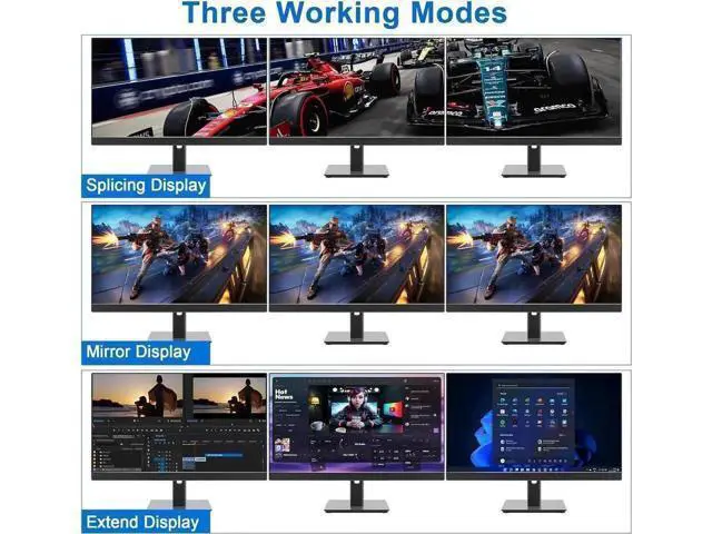 Alt view image 5 of 7 - 4-Port DP1.4 Triple Monitor USB3.0 KVM Switch, 8K@60Hz, Audio & Mic + 3 USB3.0 Ports for 4 PCs