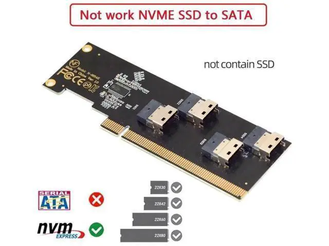 Alt view image 4 of 7 - 4-Port SFF-8654 X4 NVMe to PCIe X16 3.0/4.0 VROC RAID0 Hyper Storage Adapter Card