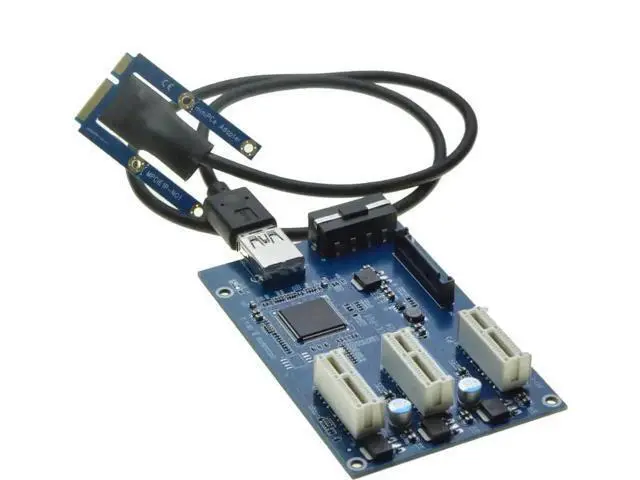 Alt view image 2 of 6 - Mini PCIe to 3 PCIe 1X Riser Card Mini ATX Laptop PCI-e Port Multiplier Expansion Adapter