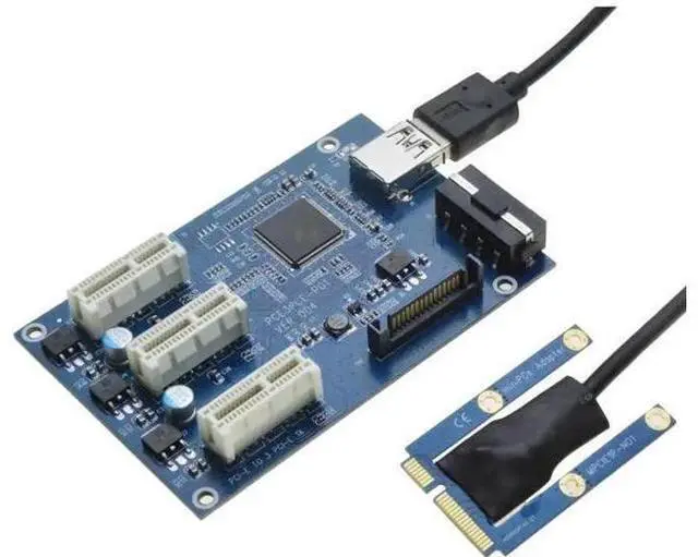 Main image of Mini PCIe to 3 PCIe 1X Riser Card Mini ATX Laptop PCI-e Port Multiplier Expansion Adapter