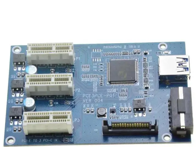 Alt view image 3 of 6 - Mini PCIe to 3 PCIe 1X Riser Card Mini ATX Laptop PCI-e Port Multiplier Expansion Adapter