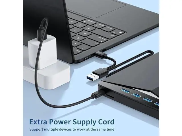 Alt view image 6 of 7 - 7-in-1 USB 3.0 Type-C Portable External CD DVD RW Burner Optical Drive with SD TF Card Reader & 4-Port USB Hub Compatible with Laptop Desktop Windows Mac OS Linux