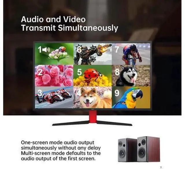 Alt view image 4 of 6 - MT-VIKI 9x1 HDMI Multi-Viewer Seamless Switcher 9 in 1 Out with IR Remote Control, Supports 4K@30Hz, Multiple Split Display Modes, Multi-Screen Monitor Box for Security Cameras, PS4, PS5 & Game Consol