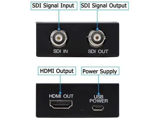 Alt view image 2 of 7 - Black SDI to HDMI Converter with SDI Loopout & Audio De-embedding, Support 3G-SDI HD-SDI SD-SDI Auto Signal Detection, Stereo Audio Extractor