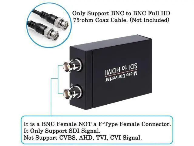 Alt view image 3 of 7 - Black SDI to HDMI Converter with SDI Loopout & Audio De-embedding, Support 3G-SDI HD-SDI SD-SDI Auto Signal Detection, Stereo Audio Extractor