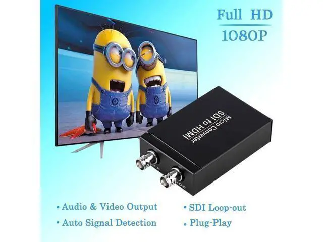 Alt view image 7 of 7 - Black SDI to HDMI Converter with SDI Loopout & Audio De-embedding, Support 3G-SDI HD-SDI SD-SDI Auto Signal Detection, Stereo Audio Extractor
