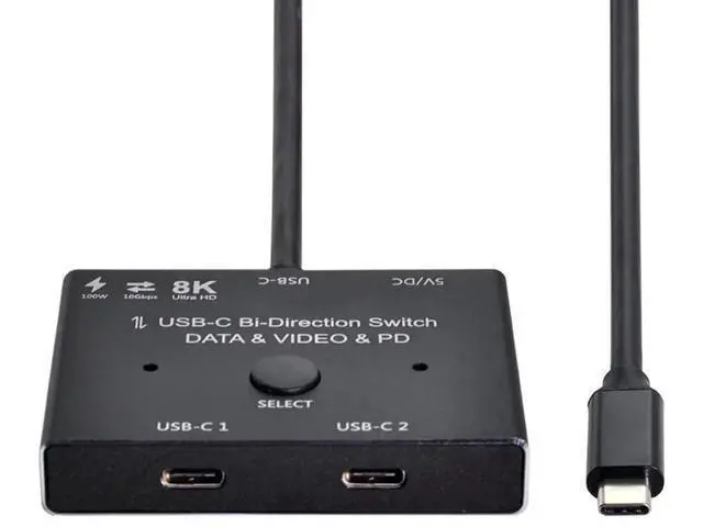 Alt view image 3 of 7 - Bi-Directional USB-C MST Switch Hub, 8K@30Hz Video, 100W PD Charging, 10Gbps Data, 1-In-2-Out