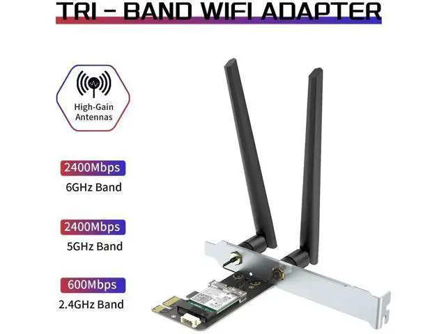 Alt view image 5 of 7 - WiFi 6E AX210 PCIe WiFi Card with Bluetooth 5.3, Tri-Band 6G/5.8G/2.4G Wireless Adapter for Desktop PC, AX210NGW Chip, MU-MIMO, OFDMA, WPA3, Low-Profile Bracket, Windows 11/10 64Bit
