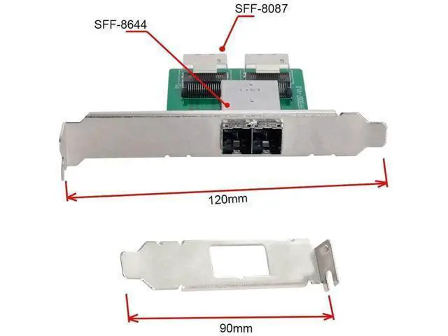 Alt view image 2 of 7 - Mini SAS 2 SFF-8644 to Dual SFF-8087 Internal HD Storage Adapter Card with Bracket, Server RAID Controller Data Converter for HDD SSD Disk Array