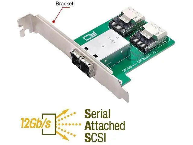 Alt view image 3 of 7 - Mini SAS 2 SFF-8644 to Dual SFF-8087 Internal HD Storage Adapter Card with Bracket, Server RAID Controller Data Converter for HDD SSD Disk Array