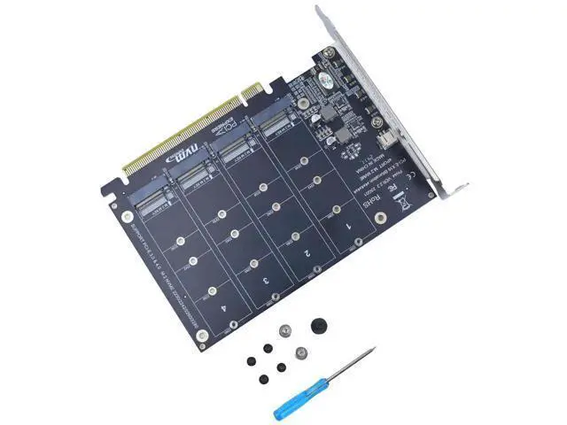 Alt view image 5 of 7 - PCIe 4.0 X16 M.2 NVMe Expansion Card, 4-Port M-Key Adapter Supports 2230/2242/2260/2280 NVMe SSD