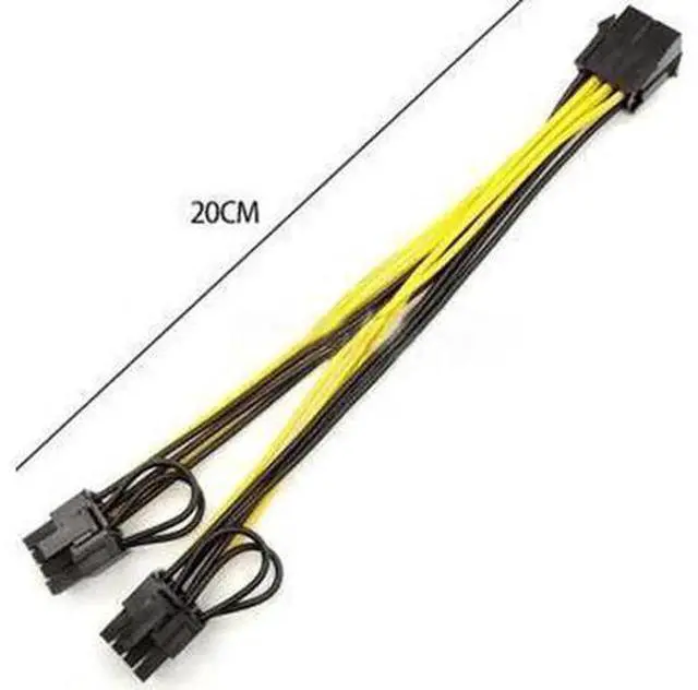 Alt view image 2 of 5 - 20cm PCIe 8 Pin to Dual 8 (6+2) Pin GPU Power Splitter Cable, VGA Graphics Card Adapter Cord for BTC Mining Rigs