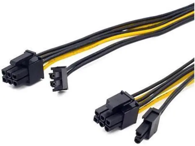 Alt view image 4 of 5 - 20cm PCIe 8 Pin to Dual 8 (6+2) Pin GPU Power Splitter Cable, VGA Graphics Card Adapter Cord for BTC Mining Rigs
