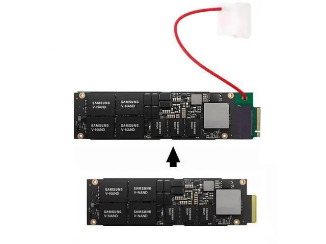Alt view image 5 of 7 - EDSFF E1.S 1U Short Ruler GEN-Z SSD to M.2 NVMe NGFF M-Key PCIe x4 Host Carrier Adapter with 4Pin External Power Supply for Server & Workstation Storage Expansion