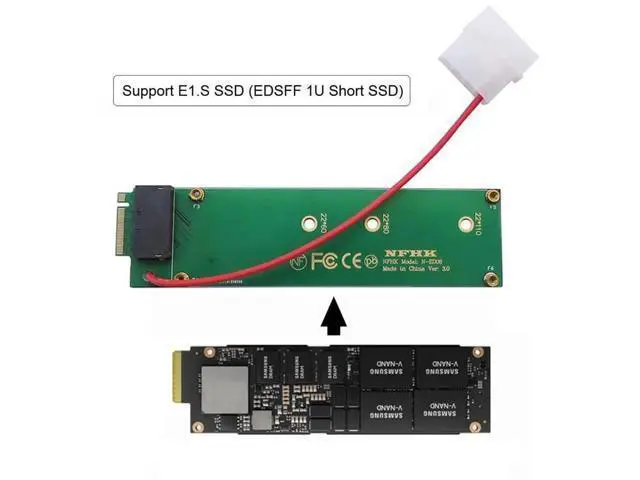 Alt view image 6 of 7 - EDSFF E1.S 1U Short Ruler GEN-Z SSD to M.2 NVMe NGFF M-Key PCIe x4 Host Carrier Adapter with 4Pin External Power Supply for Server & Workstation Storage Expansion