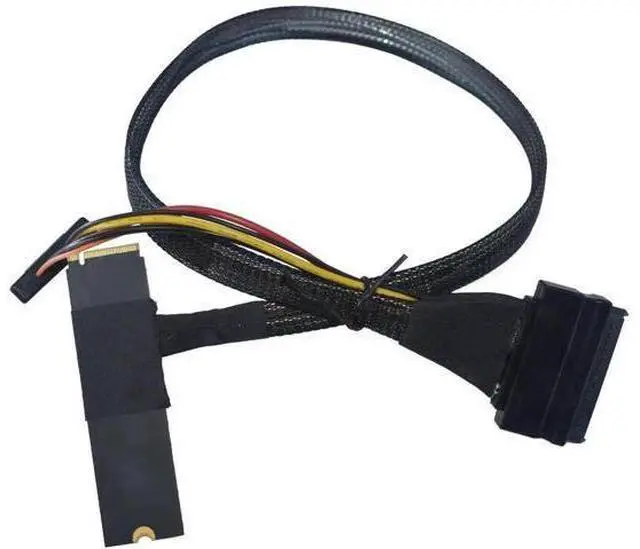 Alt view image 3 of 5 - PCIe 5.0 M.2 to U.2 Adapter Cable, M.2 NVMe to SFF-8639 U.2 SSD Converter Cord with 15Pin SATA Power, Bottom Side Exit Design, 50cm/1.6ft Length for Servers Workstations NAS Storage