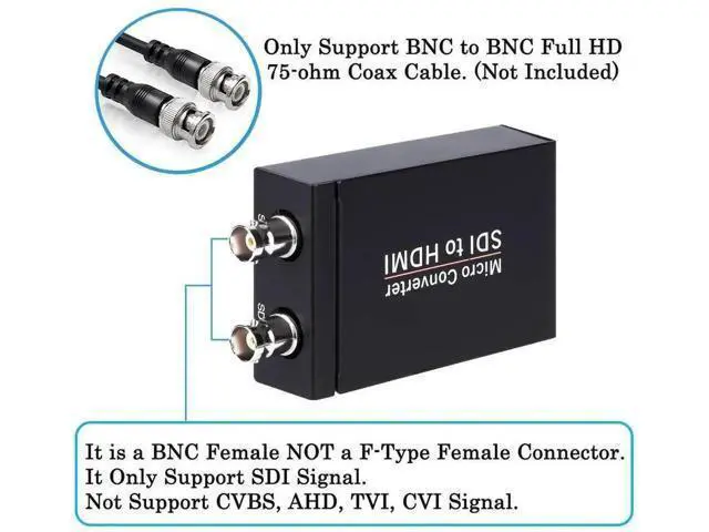 Alt view image 3 of 7 - Black SDI to HDMI Converter with SDI Loop Through & Audio De-embedder, Auto Detect 3G-SDI/HD-SDI/SD-SDI, Extract Stereo Audio