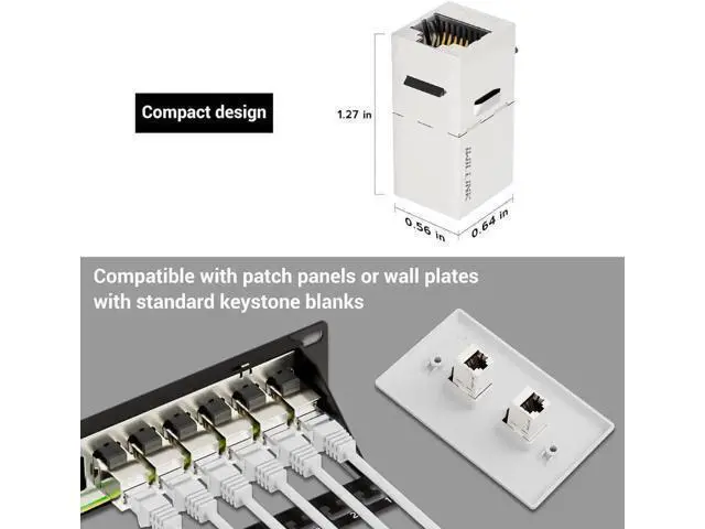 Alt view image 3 of 7 - 25 Pack Shielded Cat7 RJ45 Keystone Coupler Insert, 10Gbps STP Female to Female Ethernet Keystone Jack Extender Adapter, Compatible with Cat5e/Cat6/Cat6A/Cat7 Network Cables for Wall Plate Patch Panel