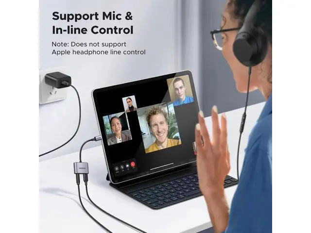 Alt view image 6 of 7 - UGREEN 2-in-1 USB-C to 3.5mm Audio & PD Charging Adapter, Type-C Aux Headphone Dongle with 60W Fast Charge, Compatible with Samsung S25 Ultra, iPad Pro, Switch 2