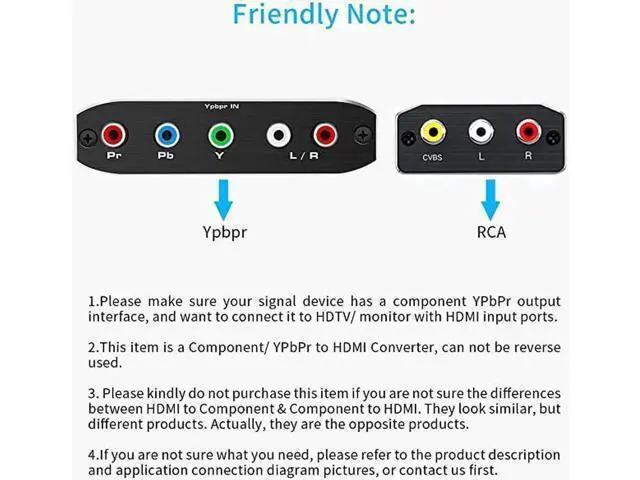 Alt view image 4 of 7 - 1080P YPbPr Component 5RCA RGB to HDMI Converter Adapter, Analog Component Video Stereo Audio to HDMI V1.4 Adapter Compatible DVD PSP Xbox PS2 N64 HDTV Monitor Projector