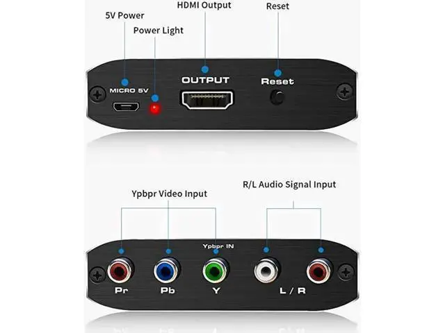 Alt view image 3 of 7 - 1080P YPbPr Component 5RCA RGB to HDMI Converter Adapter, Analog Component Video Stereo Audio to HDMI V1.4 Adapter Compatible DVD PSP Xbox PS2 N64 HDTV Monitor Projector