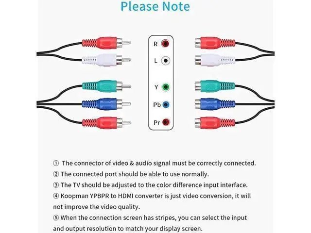 Alt view image 5 of 7 - 1080P YPbPr Component 5RCA RGB to HDMI Converter Adapter, Analog Component Video Stereo Audio to HDMI V1.4 Adapter Compatible DVD PSP Xbox PS2 N64 HDTV Monitor Projector