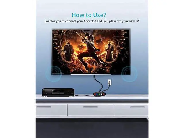Alt view image 7 of 7 - 1080P YPbPr Component 5RCA RGB to HDMI Converter Adapter, Analog Component Video Stereo Audio to HDMI V1.4 Adapter Compatible DVD PSP Xbox PS2 N64 HDTV Monitor Projector