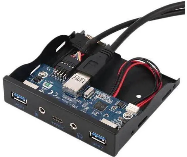 Main image of 3.5 Inch Floppy Bay Front Panel Hub, 2×USB3.0 + USB3.1 Type-C Port + HD Audio & Mic Jack Internal Expansion Card for Desktop PC