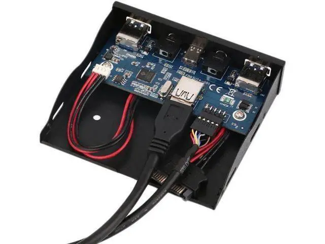 Alt view image 2 of 3 - 3.5 Inch Floppy Bay Front Panel Hub, 2×USB3.0 + USB3.1 Type-C Port + HD Audio & Mic Jack Internal Expansion Card for Desktop PC