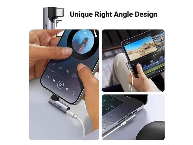 Alt view image 6 of 7 - UGREEN 2 Pack USB C to 3.5mm Audio Adapter, Right Angle Type C Aux Dongle with Built-in DAC Chip, HiFi Stereo & Mic Support, Compatible with iPhone 17/16/15 Pro Max/Plus, iPad Pro, Galaxy S25 Ultra, P