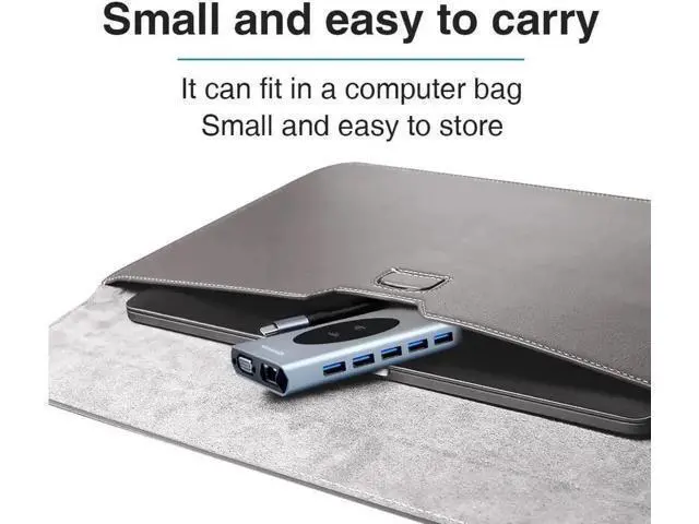 Alt view image 7 of 7 - 14 in 1 USB C Multiport Hub Dongle, USB C Adapter with Dual HDMI, VGA, Gigabit Ethernet, 100W PD, 5 USB3.0, SD/TF Card Reader, Wireless Charger & 3.5mm Audio Jack for MacBook Pro All Type-C Laptops