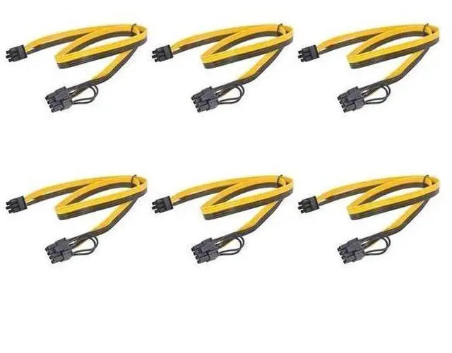 Main image of 6 Pack 60cm PCIe 6Pin to 6+2 Pin GPU Power Cable, PCI Express 6/8 Pin Converter Cord for BTC Mining Rigs & Server Graphics Cards