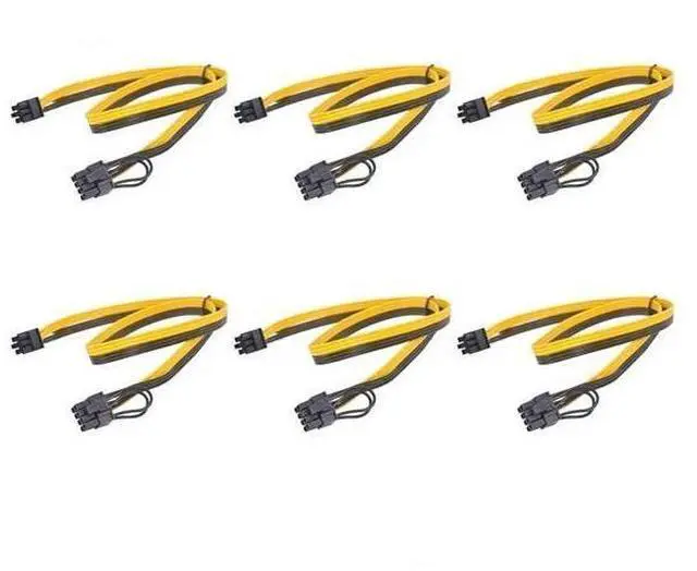 Main image of 6 Pack 70cm PCIe 6Pin to 6+2Pin GPU Power Cables, PCI-E Graphics Card Adapter Cords for BTC Mining Rig & Server Graphics Cards