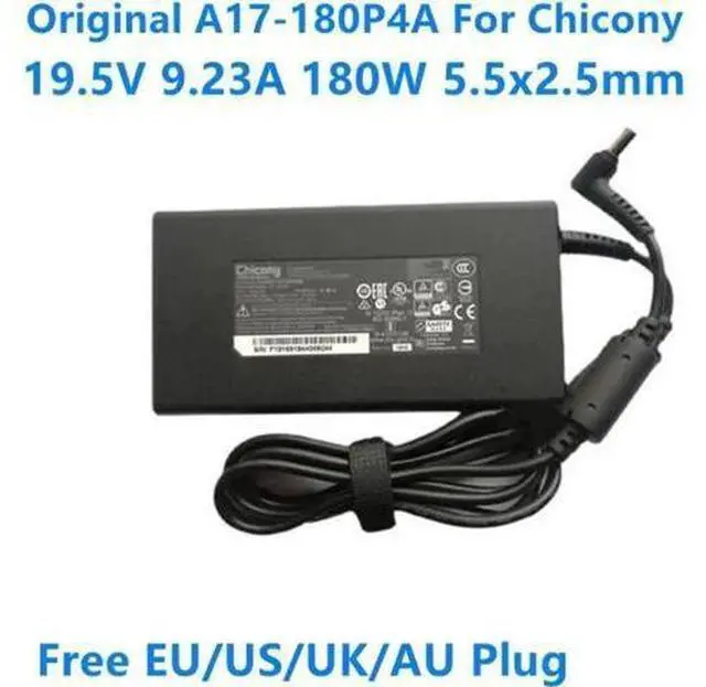 Main image of 19.5V 9.23A 180W AC DC Power Adapter Replacement for Chicony A17-180P4A A15-180P1A, Compatible with CLEVO P950HR N850HP6 MSI GS63VR GE72VR GS65 Gaming Laptop Charger