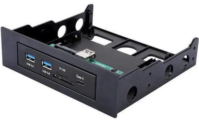 Alt view image 3 of 6 - 3.5 Inch PC Front Panel Media Dashboard, Internal Expansion Bay with USB 3.0 Hub, USB-C Port, SD/TF Card Reader, 3.5mm Audio Jack, Fits Optical & Soft Drive Bays for Desktop Computer