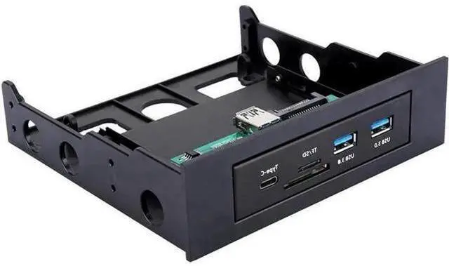 Alt view image 4 of 6 - 3.5 Inch PC Front Panel Media Dashboard, Internal Expansion Bay with USB 3.0 Hub, USB-C Port, SD/TF Card Reader, 3.5mm Audio Jack, Fits Optical & Soft Drive Bays for Desktop Computer