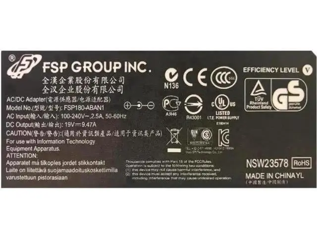Alt view image 2 of 2 - 19V 9.47A 180W AC DC Power Adapter 5.5x2.5mm DC Plug Replacement for FSP FSP180-ABAN2 FSP180-ABAN1 180W Laptop Charger