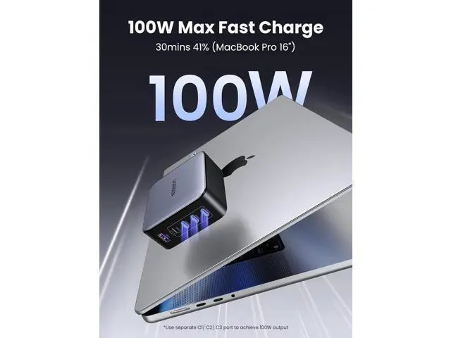 Alt view image 7 of 7 - UGREEN Nexode 100W GaN USB C Laptop Charger, 5-Port Multi Fast Charging Power Adapter Compatible with MacBook Pro/Air, iPhone 17/16/15, Galaxy S25/S24, Pixel 10/9, iPad Air, Steam Deck