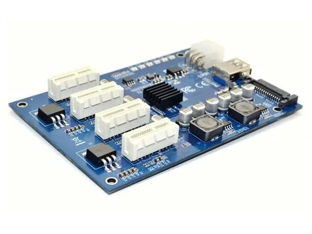 Alt view image 3 of 4 - M.2 M Key to 4 PCIe X16 Mining Multiplier HUB, 1 to 4 Port PCI Express Switch Riser Card with 6Pin SATA & USB Power Interface, Multi-GPU Expansion Adapter for BTC ETH Ethereum Mining Rig